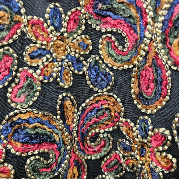 Karlie Multicolored Embroidered Bell Sleeve Velvet Mini Dress NWT Size L - Picture 6 of 15